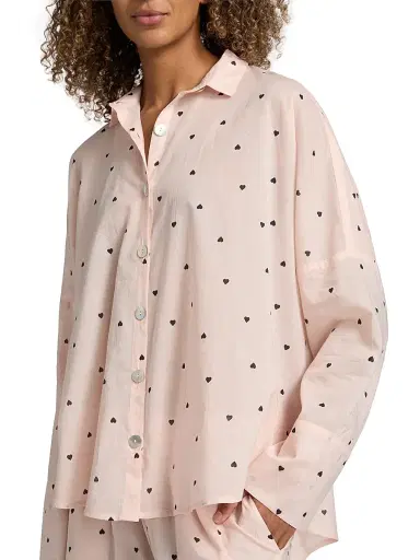 Papinelle Women's Heart Print Cotton Pajamas - Rosewater | Thumbnail 6 Papinelle Women's Heart Print Cotton Pajamas - Rosewater | Thumbnail 6