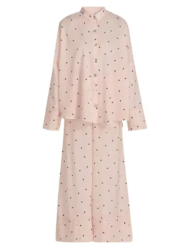 Papinelle Women's Heart Print Cotton Pajamas - Rosewater | Thumbnail 1 Papinelle Women's Heart Print Cotton Pajamas - Rosewater | Thumbnail 1