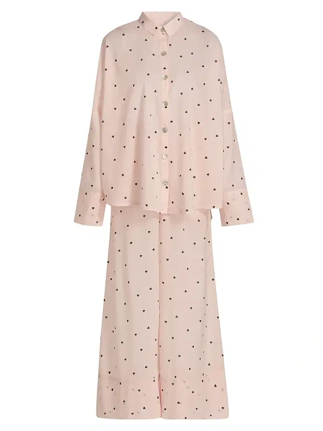 Papinelle Women's Heart Print Cotton Pajamas - Rosewater