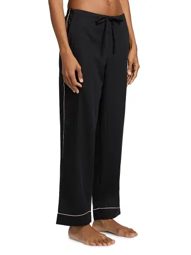 Papinelle Women's Zoe Camp Collar Cotton-Sateen Pajamas - Black - Size Small | Thumbnail 4 Papinelle Women's Zoe Camp Collar Cotton-Sateen Pajamas - Black - Size Small | Thumbnail 4