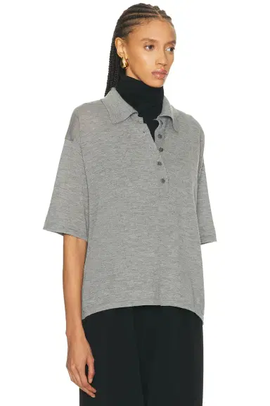 Sprwmn Oversized Cashmere Polo Top | Thumbnail 2 Sprwmn Oversized Cashmere Polo Top | Thumbnail 2