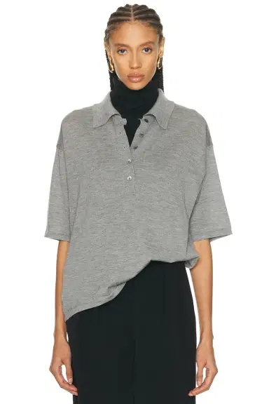 Sprwmn Oversized Cashmere Polo Top | Thumbnail 1 Sprwmn Oversized Cashmere Polo Top | Thumbnail 1