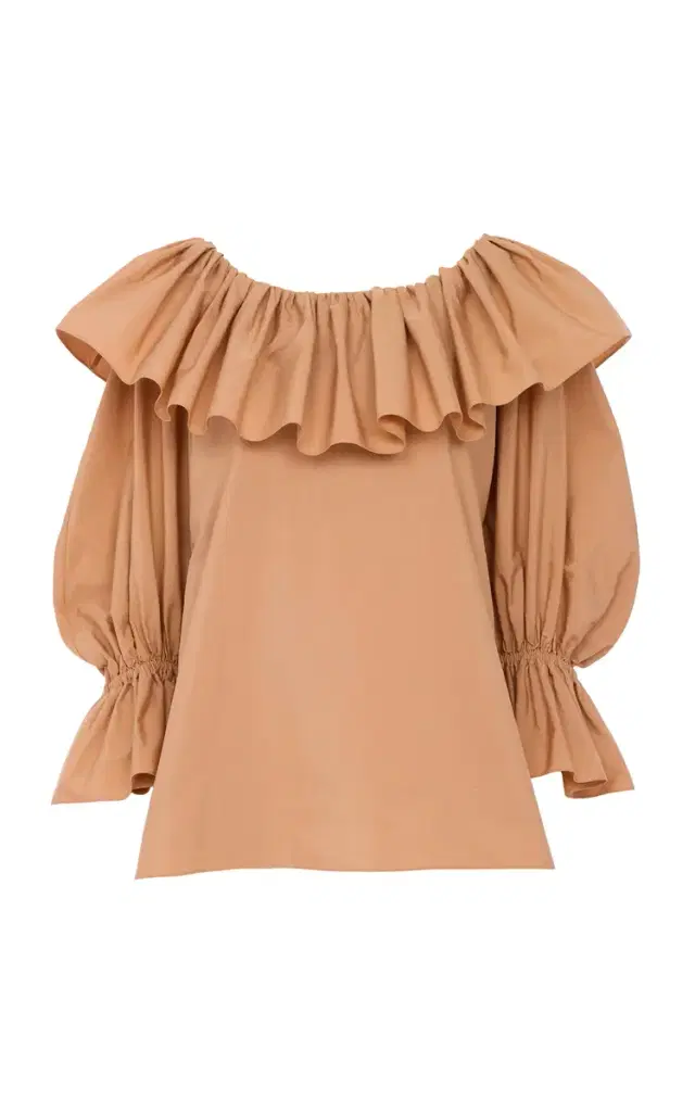 Chloé Ruffle-Trimmed Cotton Top