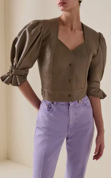 Chloé Cropped Leather Jacket | Thumbnail 2 Chloé Cropped Leather Jacket | Thumbnail 2