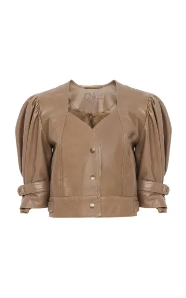 Chloé Cropped Leather Jacket | Thumbnail 1 Chloé Cropped Leather Jacket | Thumbnail 1