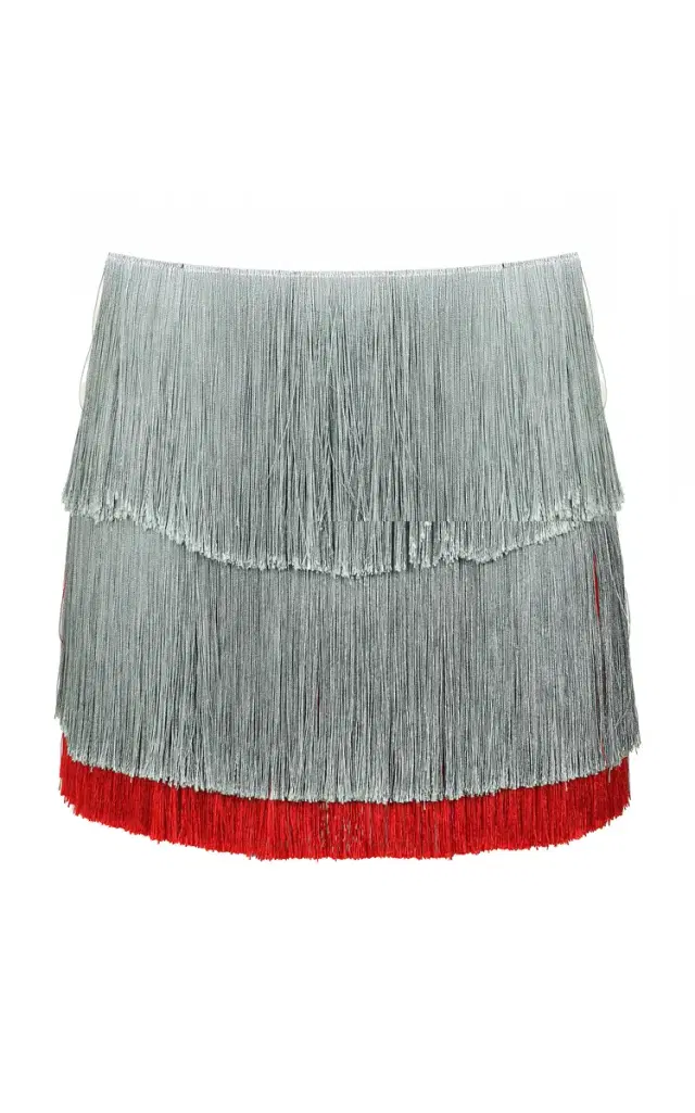 Francesca Miranda Starlight Fringe Silk-Blend Mini Skirt