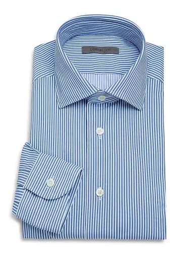 CORNELIANI Men's Striped Performance Stretch-Nylon Shirt - French Blue Stripe - Size 17 | Thumbnail 1