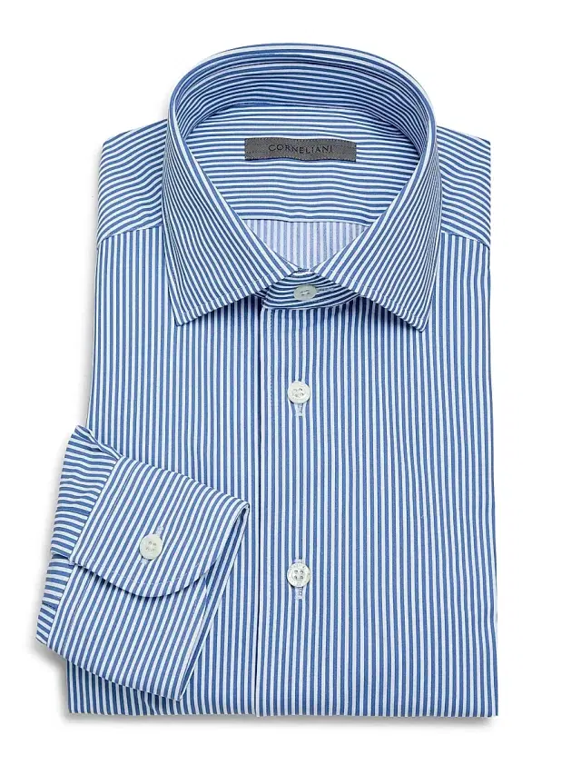 Corneliani Men's Striped Performance Stretch-Nylon Shirt - French Blue Stripe