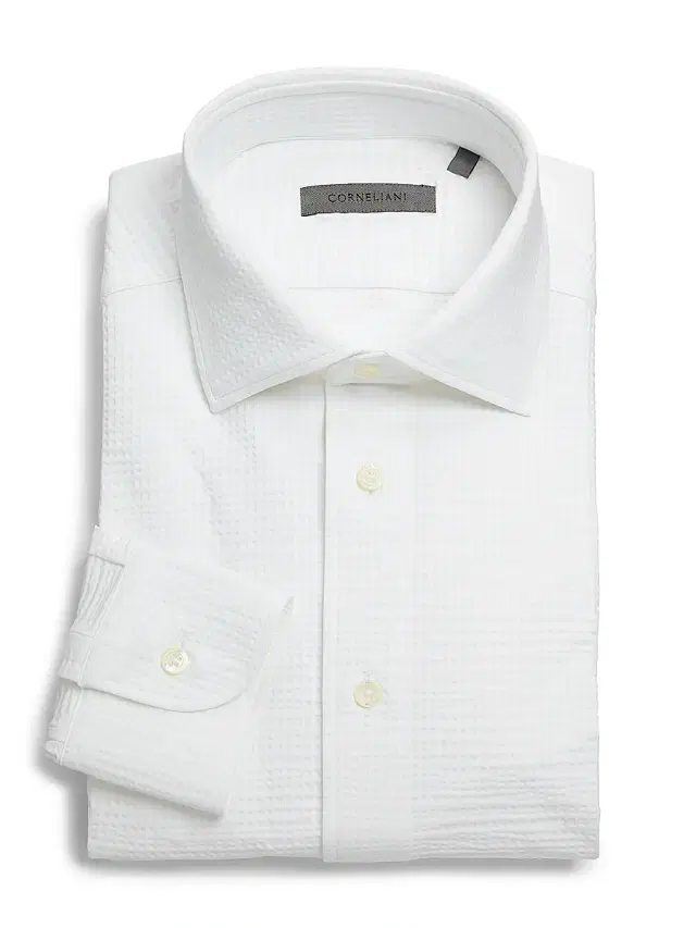 Corneliani Men's Performance Seersucker Shirt - White Seersucker