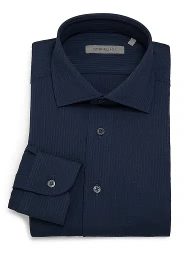 CORNELIANI Men's Performance Seersucker Shirt | Thumbnail 1 CORNELIANI Men's Performance Seersucker Shirt | Thumbnail 1