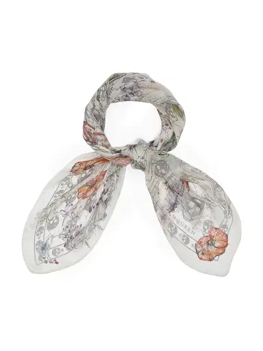 Alexander McQueen Women's Skull Silk Chiffon Scarf - Ivory Medium Grey | Thumbnail 3 Alexander McQueen Women's Skull Silk Chiffon Scarf - Ivory Medium Grey | Thumbnail 3