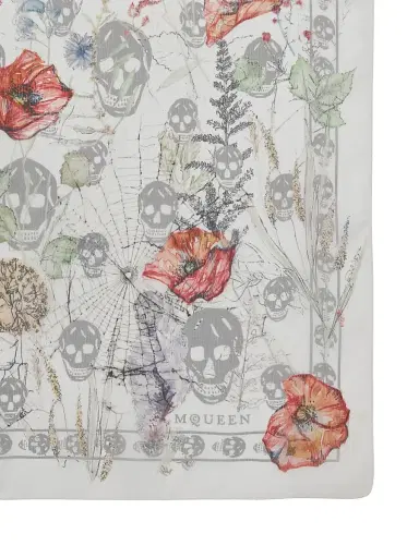Alexander McQueen Women's Skull Silk Chiffon Scarf - Ivory Medium Grey | Thumbnail 4 Alexander McQueen Women's Skull Silk Chiffon Scarf - Ivory Medium Grey | Thumbnail 4