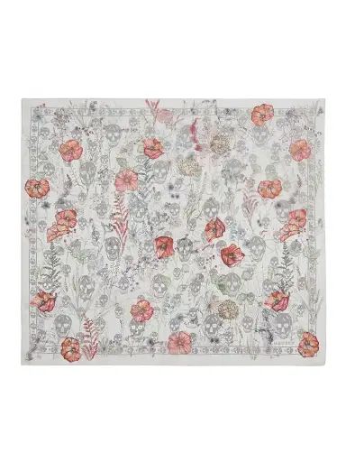 Alexander McQueen Women's Skull Silk Chiffon Scarf - Ivory Medium Grey | Thumbnail 1 Alexander McQueen Women's Skull Silk Chiffon Scarf - Ivory Medium Grey | Thumbnail 1