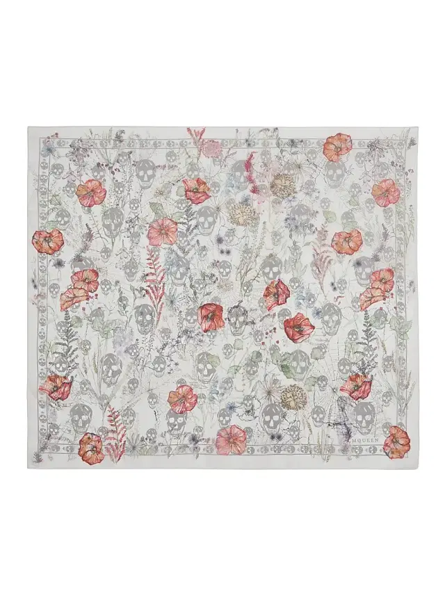 McQueen Women's Skull Silk Chiffon Scarf -   Grey