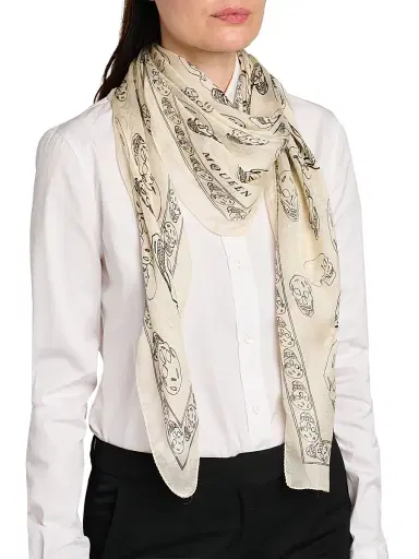 Alexander McQueen Women's Skull Silk Chiffon Scarf - Ivory Black | Thumbnail 3 Alexander McQueen Women's Skull Silk Chiffon Scarf - Ivory Black | Thumbnail 3