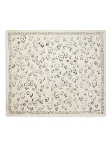 Alexander McQueen Women's Skull Silk Chiffon Scarf - Ivory Black | Thumbnail 1 Alexander McQueen Women's Skull Silk Chiffon Scarf - Ivory Black | Thumbnail 1