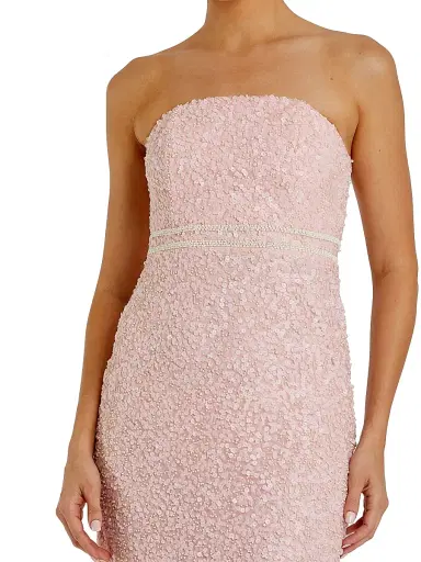 Mac Duggal Women's Embellished Mesh Strapless Midi-Dress - Blush - Size 12 | Thumbnail 3