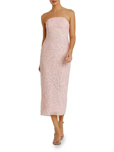 Mac Duggal Women's Embellished Mesh Strapless Midi-Dress - Blush - Size 12 | Thumbnail 1