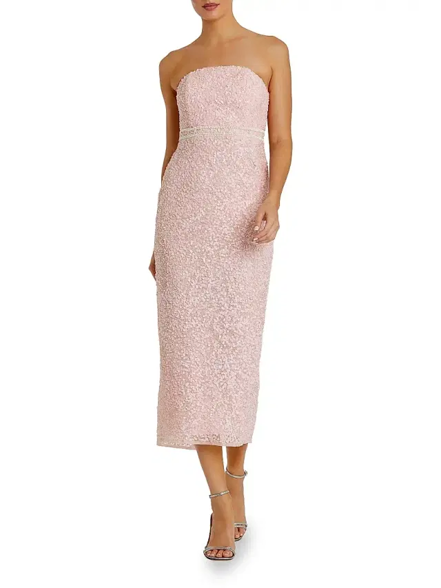Mac Duggal Women's Embellished Mesh Strapless Midi-Dress - Blush