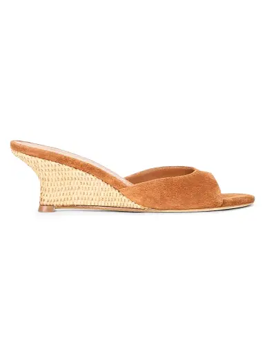 Staud Women's Brigitte 60MM Suede Wedge Sandals - Tabac Natural - Size 9 | Thumbnail 1 Staud Women's Brigitte 60MM Suede Wedge Sandals - Tabac Natural - Size 9 | Thumbnail 1