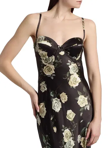 L'AGENCE Women's Sayla Floral Silk Maxi Dress - Black Romantic Rose | Thumbnail 6 L'AGENCE Women's Sayla Floral Silk Maxi Dress - Black Romantic Rose | Thumbnail 6