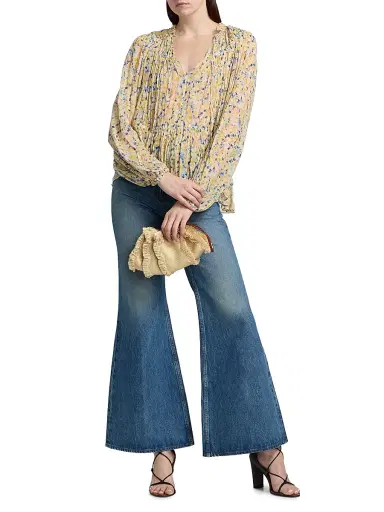 Ulla Johnson Women's Leandra Printed Silk Blouse - Daffodil - Size 0 | Thumbnail 2