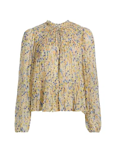 Ulla Johnson Women's Leandra Printed Silk Blouse - Daffodil - Size 0 | Thumbnail 1