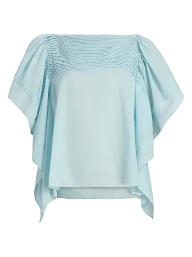 Ulla Johnson Women's Lu Pintucked Draped Cotton Top - Adriatic - Size 6 | Thumbnail 1