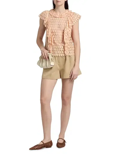 Ulla Johnson Women's Daevy Lace Ruffle Top - Blush - Size 8 | Thumbnail 2