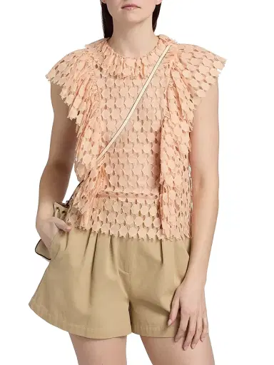Ulla Johnson Women's Daevy Lace Ruffle Top - Blush - Size 8 | Thumbnail 3