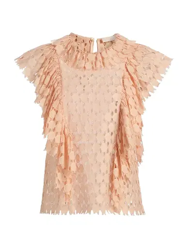 Ulla Johnson Women's Daevy Lace Ruffle Top - Blush - Size 8 | Thumbnail 1