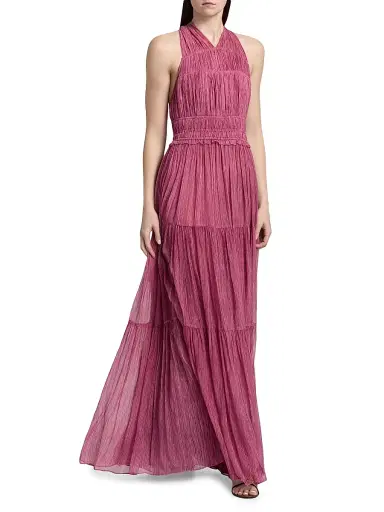 Ulla Johnson Women's Freesia Shirred Silk Chiffon Sleeveless Gown - Amaranthus - Size 16 | Thumbnail 2 Ulla Johnson Women's Freesia Shirred Silk Chiffon Sleeveless Gown - Amaranthus - Size 16 | Thumbnail 2