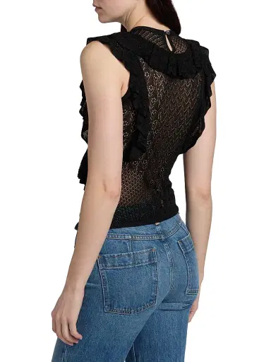 Ulla Johnson Women's Angelica Lace Flutter Top - Noir - Size Medium | Thumbnail 5 Ulla Johnson Women's Angelica Lace Flutter Top - Noir - Size Medium | Thumbnail 5