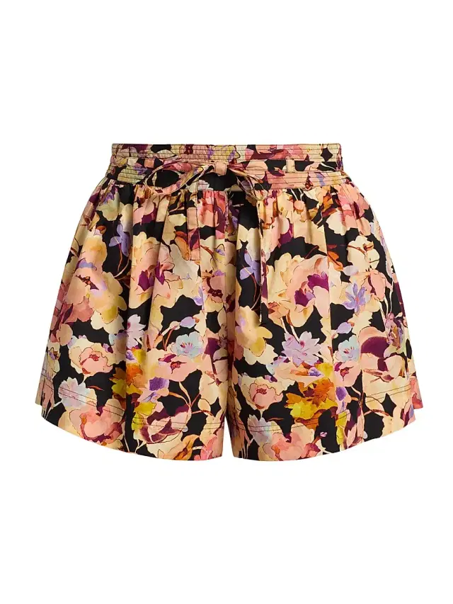 Women's Rowan Floral Cotton Shorts - Night Bloom