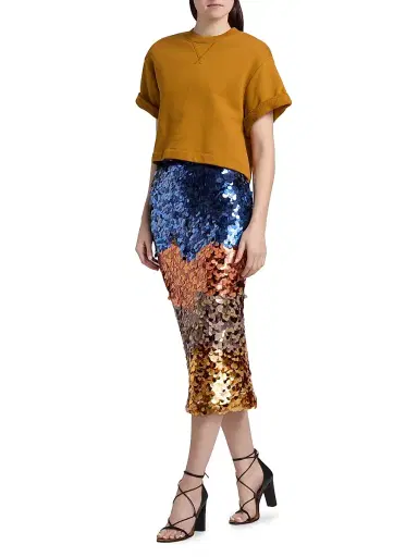 Ulla Johnson Women's Matilde Colorblocked Paillettes Pencil Skirt | Thumbnail 2 Ulla Johnson Women's Matilde Colorblocked Paillettes Pencil Skirt | Thumbnail 2