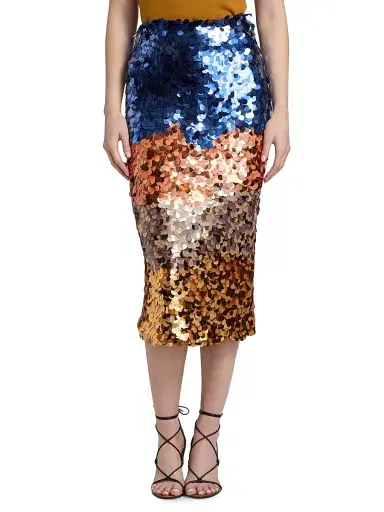 Ulla Johnson Women's Matilde Colorblocked Paillettes Pencil Skirt | Thumbnail 3 Ulla Johnson Women's Matilde Colorblocked Paillettes Pencil Skirt | Thumbnail 3