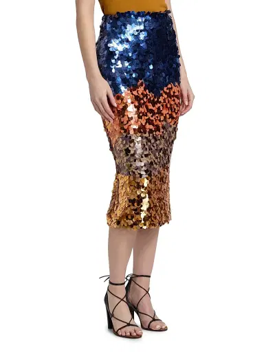 Ulla Johnson Women's Matilde Colorblocked Paillettes Pencil Skirt | Thumbnail 4 Ulla Johnson Women's Matilde Colorblocked Paillettes Pencil Skirt | Thumbnail 4