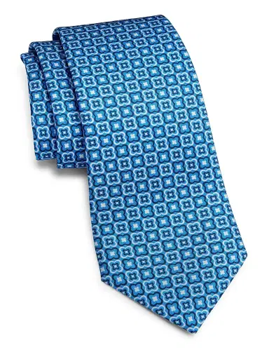 Kiton Men's Clover Mosaic Silk Tie - Blue | Thumbnail 1 Kiton Men's Clover Mosaic Silk Tie - Blue | Thumbnail 1