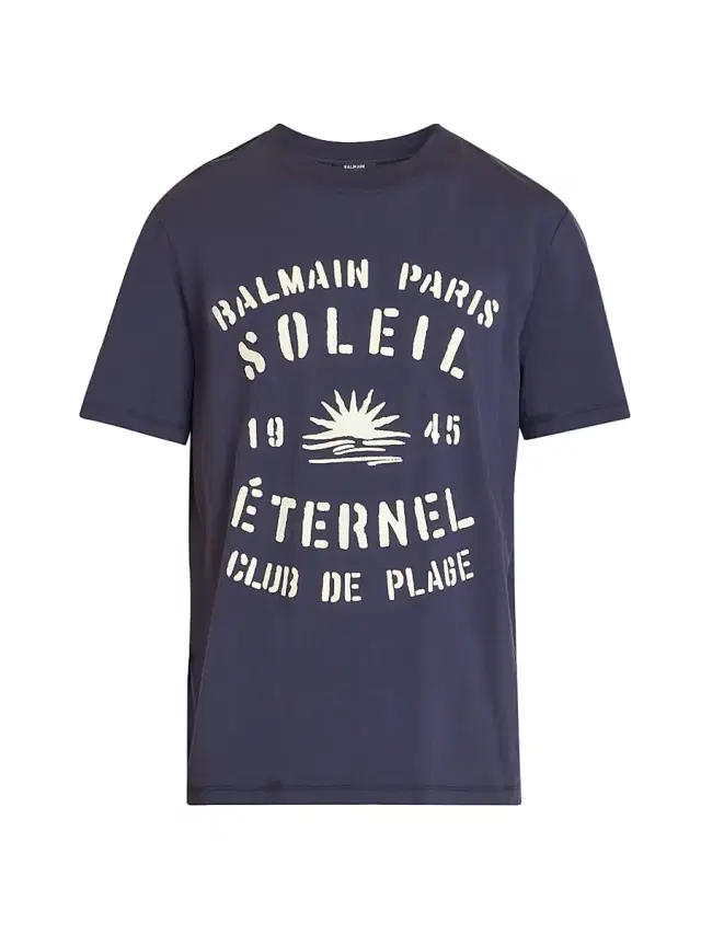 Men's Soleil Logo Print T-Shirt - Marine Beige Clair