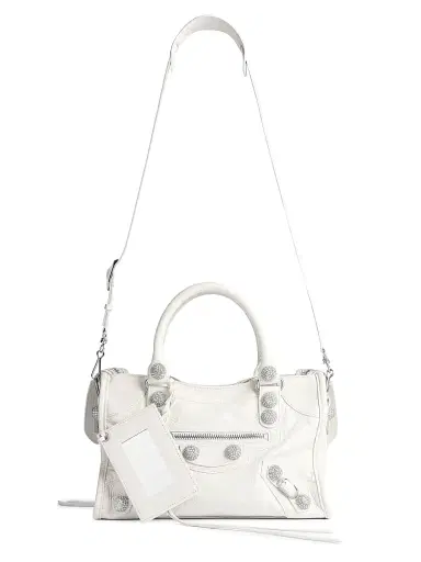 Balenciaga Women's Le City Small Giant Studs Top Handle Bag with Rhinestones - Optic White | Thumbnail 7