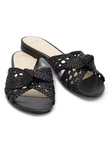 Alexandre Birman Women's Belinda Woven Leather Flat Sandals - Black - Size 11.5 | Thumbnail 2