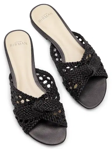Alexandre Birman Women's Belinda Woven Leather Flat Sandals - Black - Size 11.5 | Thumbnail 4