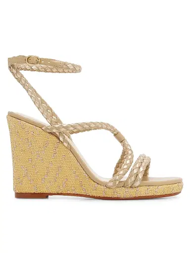 Alexandre Birman Women's Elba 100MM Leather Wedge Sandals - Golden - Size 11.5 | Thumbnail 1 Alexandre Birman Women's Elba 100MM Leather Wedge Sandals - Golden - Size 11.5 | Thumbnail 1