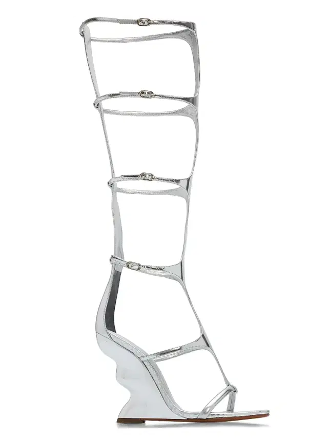 Women's Boonie 100MM Leather Gladiator Sandals - Silver