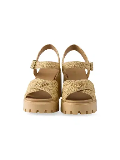 Prada Women's Crochet Sandals - Beige Khaki - Size 9 | Thumbnail 2