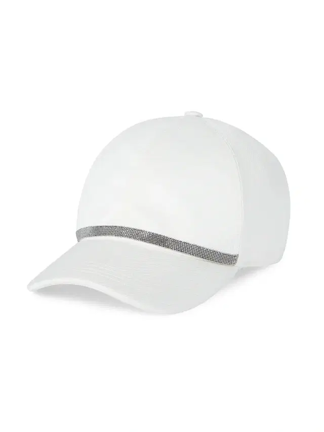 Women's Cotton and Paper Yarn Diagonal Baseball Hat with Precious Band - White