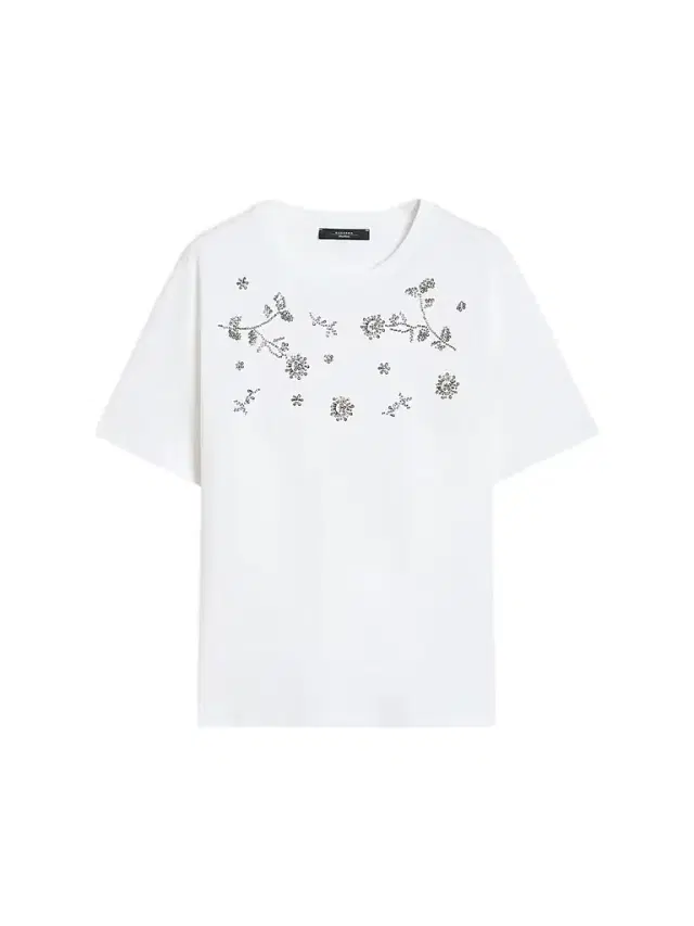 Women's Print and Embroidery Adorned Jersey T-Shirt - White