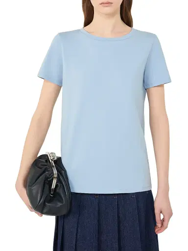 Weekend Max Mara Women's Basic Cotton Jersey T-Shirt - Light Blue - Size XL | Thumbnail 5