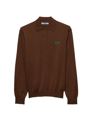 Prada Women's Silk Polo Shirt - Brown - Size 10 | Thumbnail 1 Prada Women's Silk Polo Shirt - Brown - Size 10 | Thumbnail 1