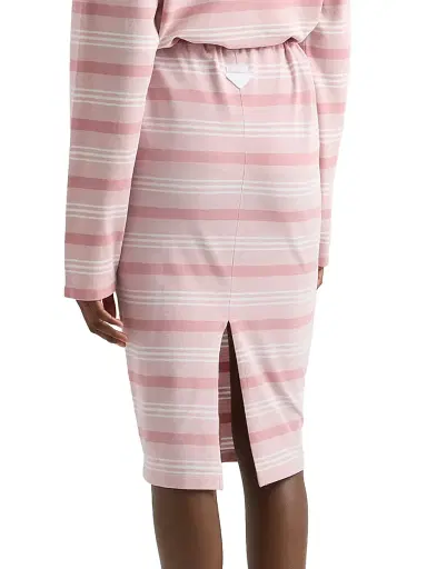 Prada Women's Bayadere Print Pique Skirt - Pink - Size 6 | Thumbnail 3